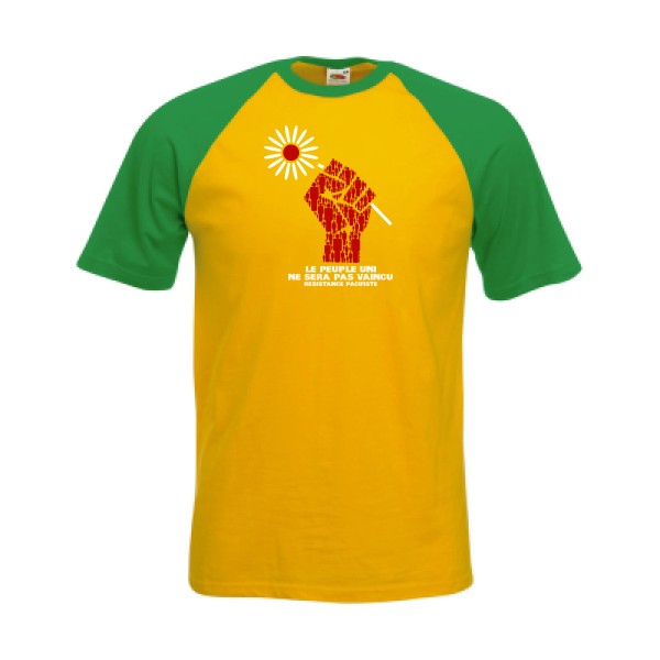 Resistance Pacifiste - T-shirt baseball original Homme  -Fruit of the Loom - Baseball Tee - Thème peace and love -