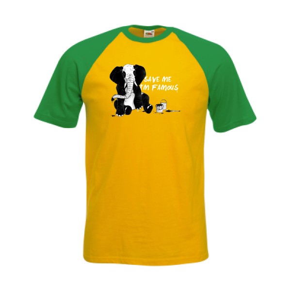pandaléphant- T-shirt baseball imprimé original -Fruit of the Loom - Baseball Tee