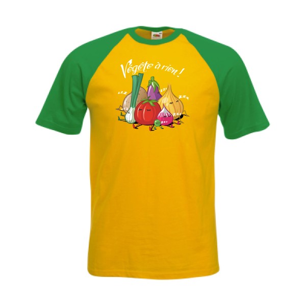 Vegete à rien ! - Tee shirt ecolo -Homme -Fruit of the Loom - Baseball Tee