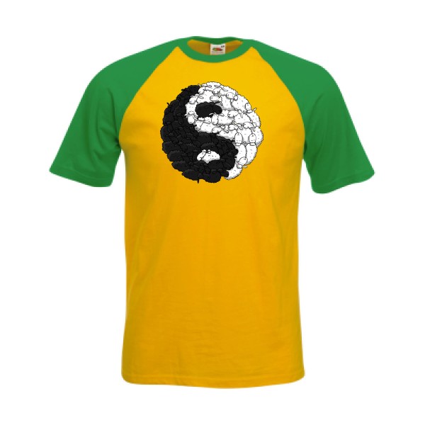 Mouton Yin Yang - T shirt homme original -Fruit of the Loom - Baseball Tee