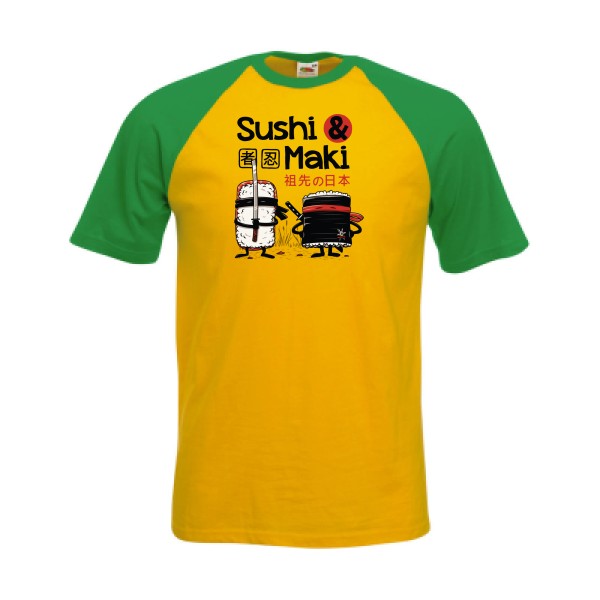 T shirt humour Sushi et Maki - Baseball Tee 