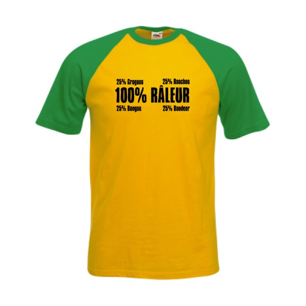 Râleur - T-shirt baseball texte humour -