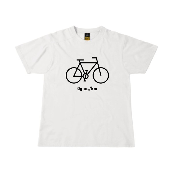 Zéro grammes de CO2 - T-shirt workwear velo humour pour Homme -modèle B&C - Workwear T-Shirt - thème humour et vélo -