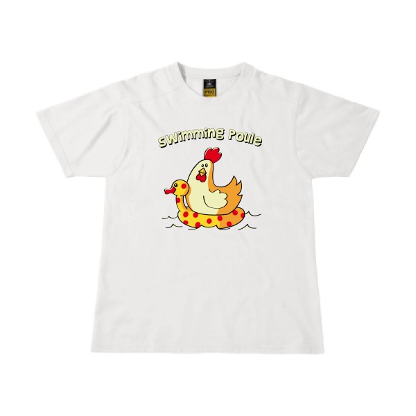 swimming poule - T-shirt workwear rigolo Homme - modèle B&C - Workwear T-Shirt -thème burlesque -