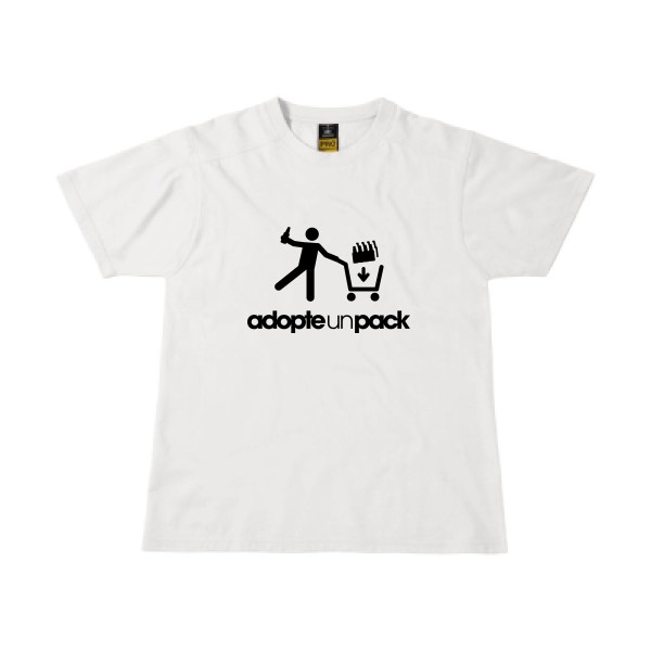 adopte un pack - T-shirt workwear rigolo Homme - modèle B&C - Workwear T-Shirt -thème humour alcool -