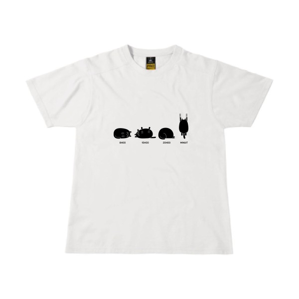 Journée type - T-shirt workwear cocasse pour Homme -modèle B&C - Workwear T-Shirt - thème chat -