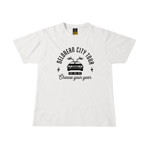 Delorean city tour - T-shirt workwear vintage pour Homme -modèle B&C - Workwear T-Shirt - thème automobile et cinema -