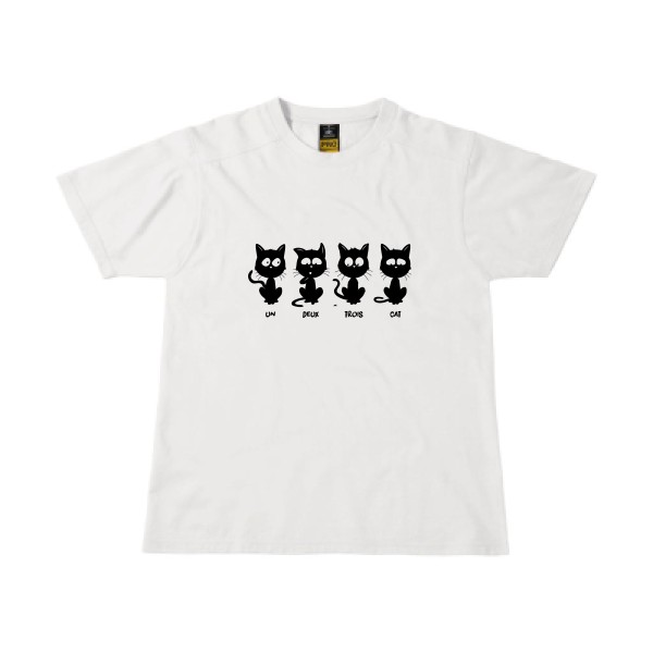 T shirt humour chat - un deux trois cat - B&C - Workwear T-Shirt -