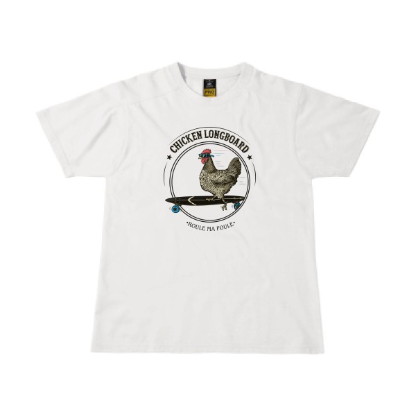 Chicken Longboard - T-shirt workwear - vêtement original avec une poule-