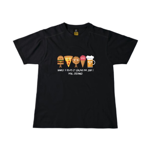5 fruits et légumes - Tee shirt humoristique Homme - modèle B&C - Workwear T-Shirt - thème humour et pub -