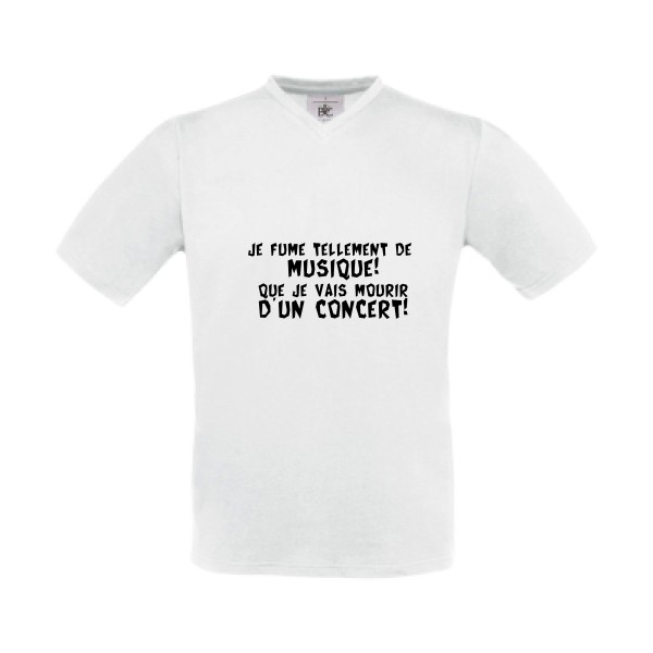 Musique! - T-shirt Col V Homme à message - B&C - Exact V-Neck - thème humour et bons mots