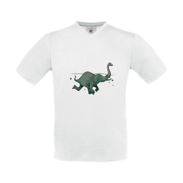 Loch Ness Attraction -T-shirt Col V geek original Homme  -B&C - Exact V-Neck -Thème geek original -