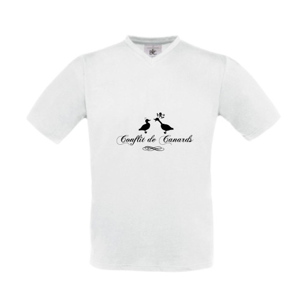 Conflit De Canards - Tee shirt humour noir Homme -B&C - Exact V-Neck