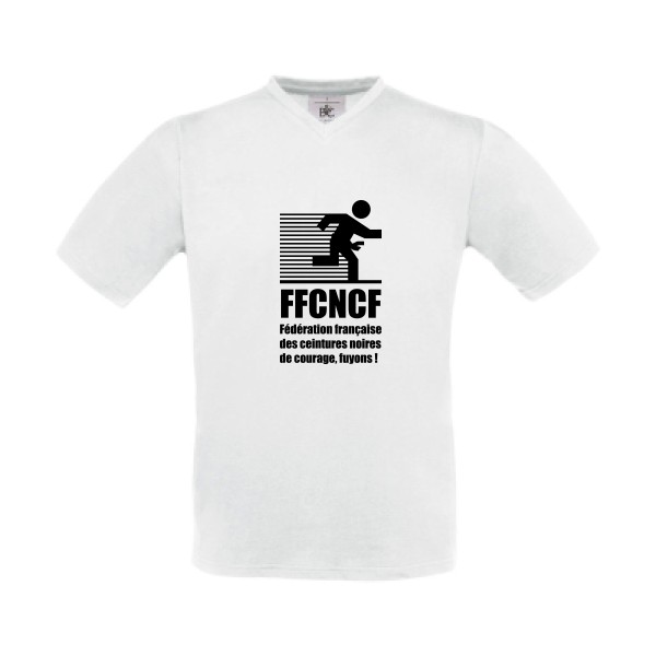  T-shirt Col V Homme original - Ceinture noire de courage, fuyons ! - 