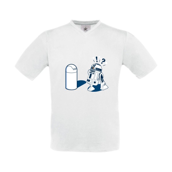R2D2 7C - T-shirt Col V R2D2 pour Homme -modèle B&C - Exact V-Neck - thème parodie et cinema -