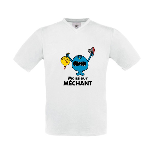 Monsieur Méchant - T-shirt Col V drôle - modèle B&C - Exact V-Neck -thème bande dessinée -