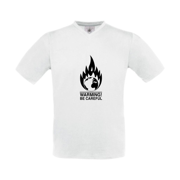Global Warning - T-shirt Col V Homme imprimé- B&C - Exact V-Neck - thème design imprimé -