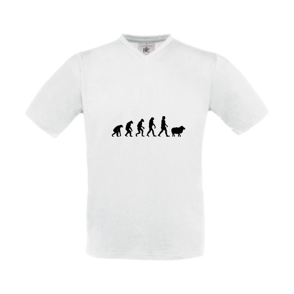PanurgeEvolution - T-shirt Col V évolution Homme - modèle B&C - Exact V-Neck -thème humour -