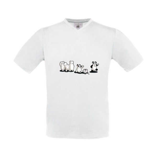 T-shirt Col V original Homme  - I just wanna be a panda - 
