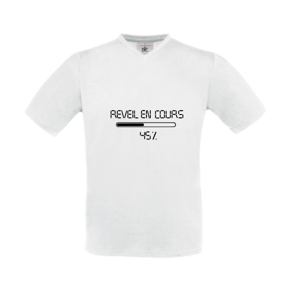 réveil en cours -T-shirt Col V drôle Homme -B&C - Exact V-Neck -thème  vêtement à message - 