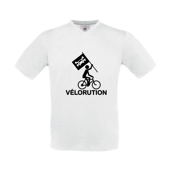 Vélorution- T-shirt Col V Homme - thème velo et humour -B&C - Exact V-Neck -