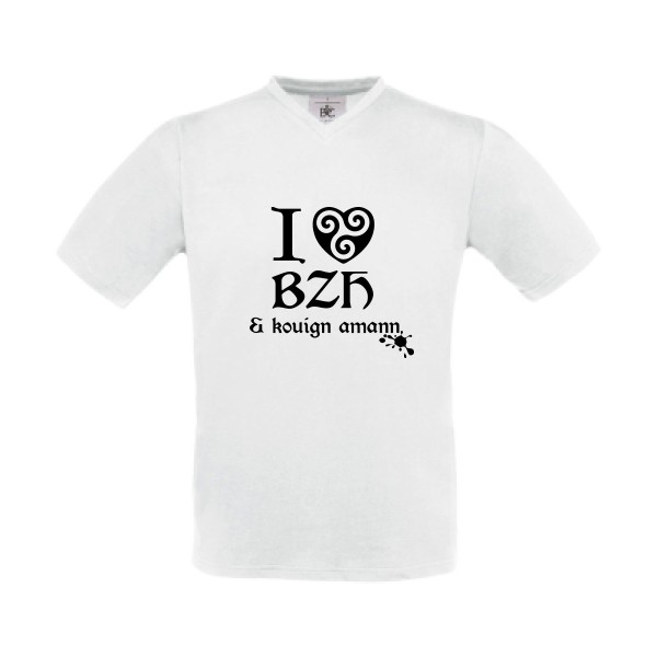 Love BZH & kouign-Tee shirt breton - B&C - Exact V-Neck