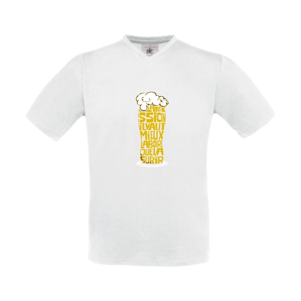La pression -T-shirt Col V humour alcool Homme  -B&C - Exact V-Neck -Thème humour et alcool -