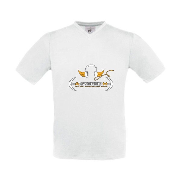 A-Stereo-H -T-shirt Col V geek original Homme  -B&C - Exact V-Neck -Thème geek et gamer -