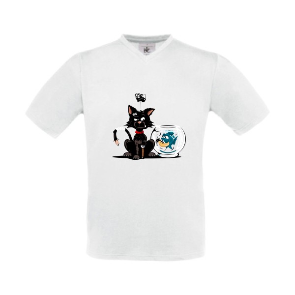 Piranha- T shirt chat et poisson - B&C - Exact V-Neck