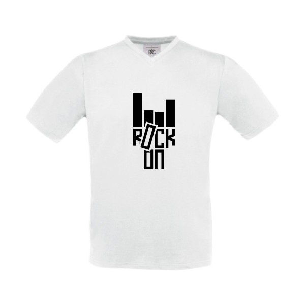 Rock On ! -Tee shirt rock Homme-B&C - Exact V-Neck