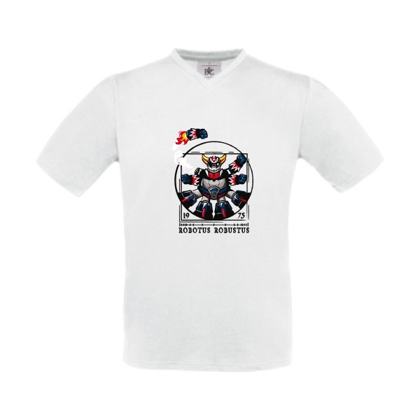 Robotus Robustus - T-shirt Col V rétro pour Homme -modèle B&C - Exact V-Neck - thème parodie et vintage -