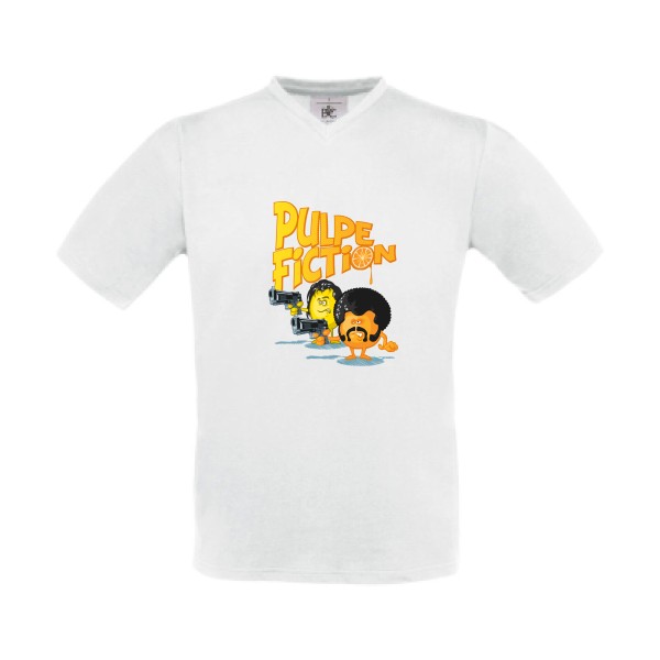 Pulpe Fiction -T-shirt Col V Homme humoristique -B&C - Exact V-Neck -Thème humour et cinéma -