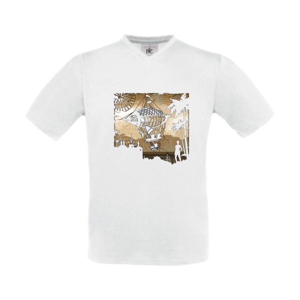 Carnet de voyage - T-shirt Col V original Homme  -B&C - Exact V-Neck - Thème voyage -