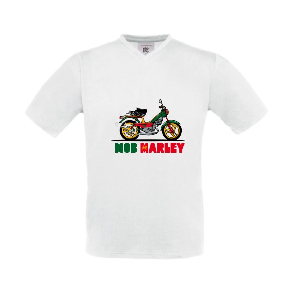 Mob Marley - T-shirt Col V reggae Homme - modèle B&C - Exact V-Neck -thème musique et bob marley -