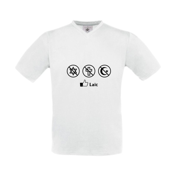 T-shirt Col V geek original Homme  - Laïc - 