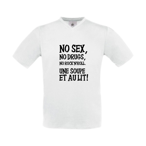 NO... - T-shirt Col V  rock - modèle B&C - Exact V-Neck -thème musique et rock'n'roll-