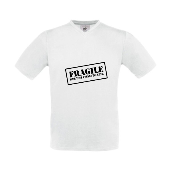 FRAGILE - T-shirt Col V original Homme - modèle B&C - Exact V-Neck -thème monde -