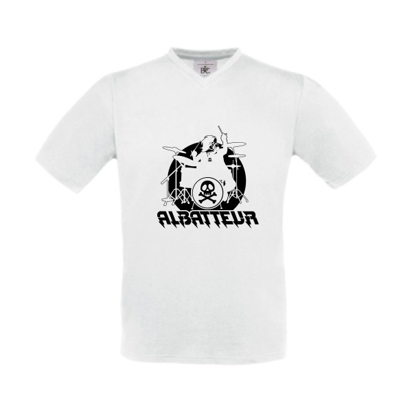 ALBATTEUR - T-shirt Col V rock pour Homme -modèle B&C - Exact V-Neck - thème vintage et musique -