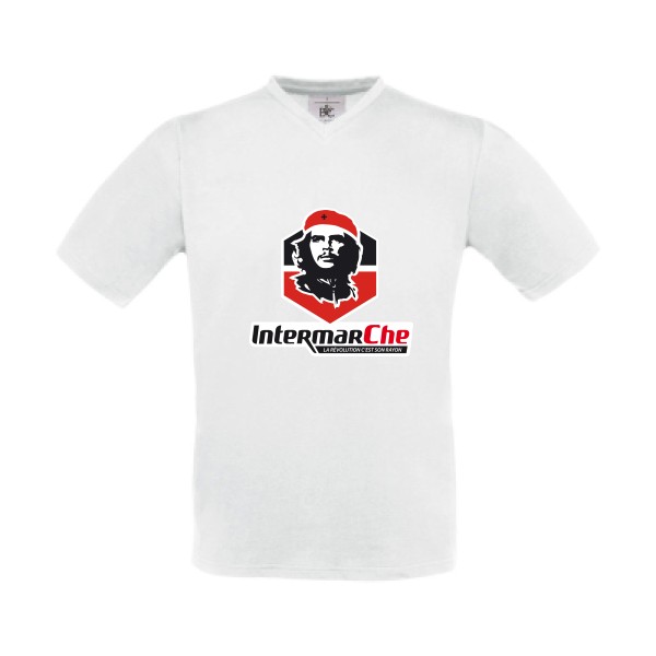 IntermarCHE - T-shirt Col V detournement Homme - modèle B&C - Exact V-Neck -thème revolution et parodie -