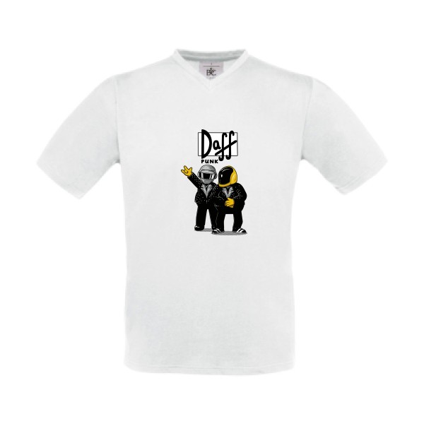 Duff Punk - T-shirt Col V rétro Homme - modèle B&C - Exact V-Neck -thème dj et  vintage -