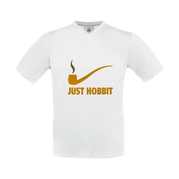 Just Hobbit - T-shirt Col V seigneur des anneaux Homme - modèle B&C - Exact V-Neck -thème cinema -
