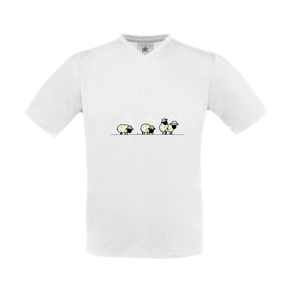 SAUTE MOUTON - T-shirt Col V Homme comique- B&C - Exact V-Neck - thème humour potache