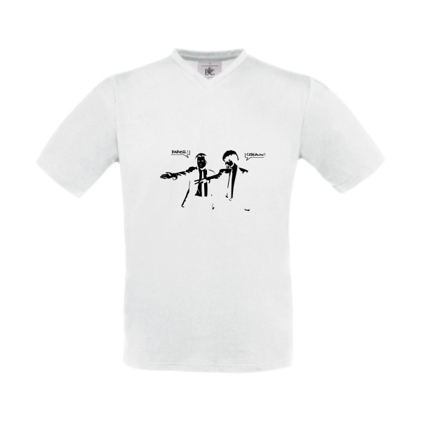 Papier Ciseaux - T-shirt Col V pulp fiction pour Homme -modèle B&C - Exact V-Neck - thème parodie et humour -
