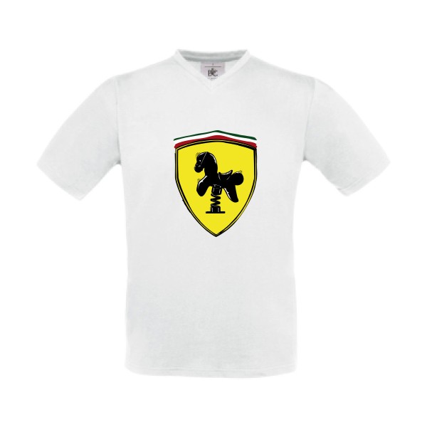 Ferrari -T-shirt Col V parodie pour Homme -B&C - Exact V-Neck - thème  automobile - 