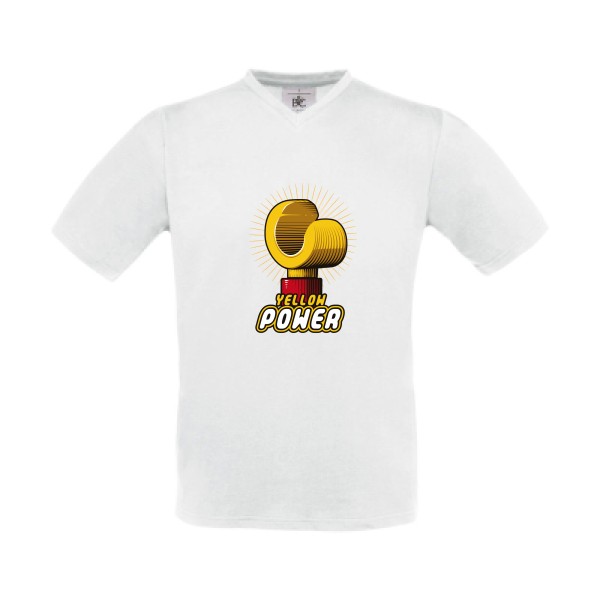 Yellow Power -T-shirt Col V parodie marque - B&C - Exact V-Neck