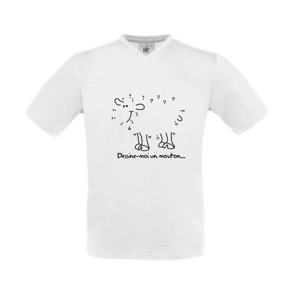 Dessine moi un mouton - T-shirt Col V amusant pour Homme -modèle B&C - Exact V-Neck - thème humour et culture -