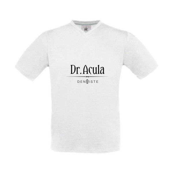 Dr.Acula - T-shirt Col V Homme original - B&C - Exact V-Neck - thème humour et jeux de mots -