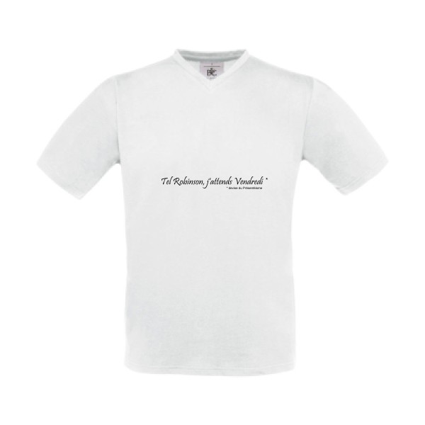 Yes, Vendredi ! - T-shirt Col V  - modèle B&C - Exact V-Neck -thème litterature et humour -