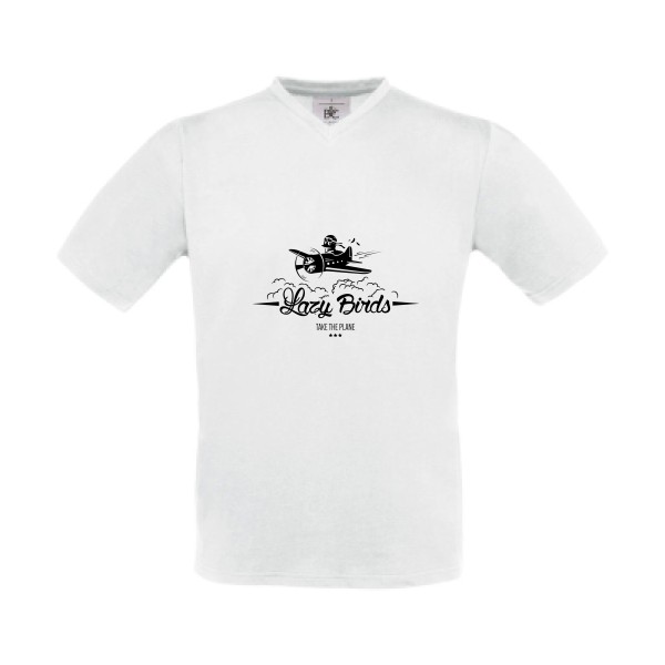 T-shirt Col V Homme original - Lazy Birds - 