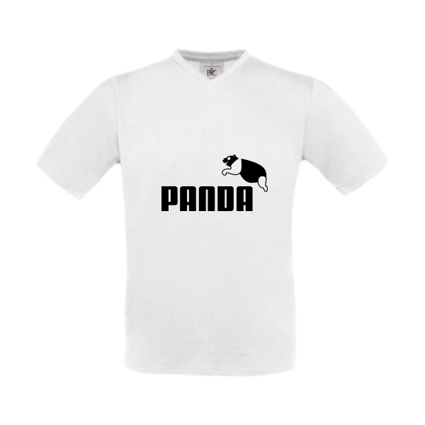 PANDA - T-shirt Col V parodie pour Homme -modèle B&C - Exact V-Neck - thème humour et parodie- 